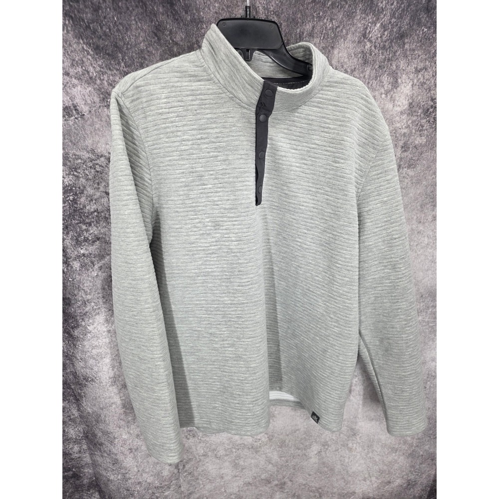 ZeroXposur Sweater Mens XL Heather Gray Ribbed Snap Button Mock Neck Pullover